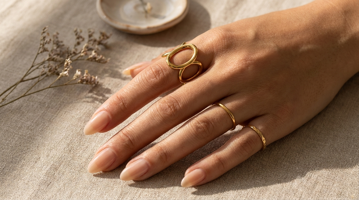 Anillo Corona Óvalo Dorado: por qué es tan favorecedor y cómo combinarlo según tu mano
