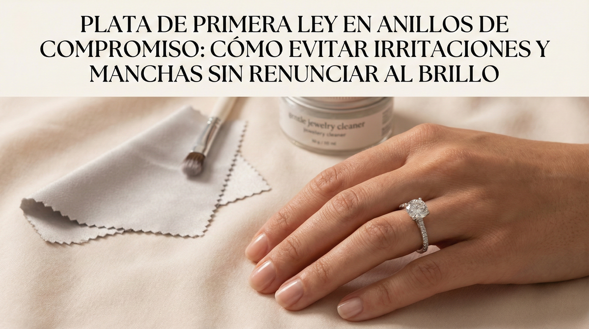 Plata de primera ley en anillos de compromiso: cómo evitar irritaciones y manchas sin renunciar al brillo
