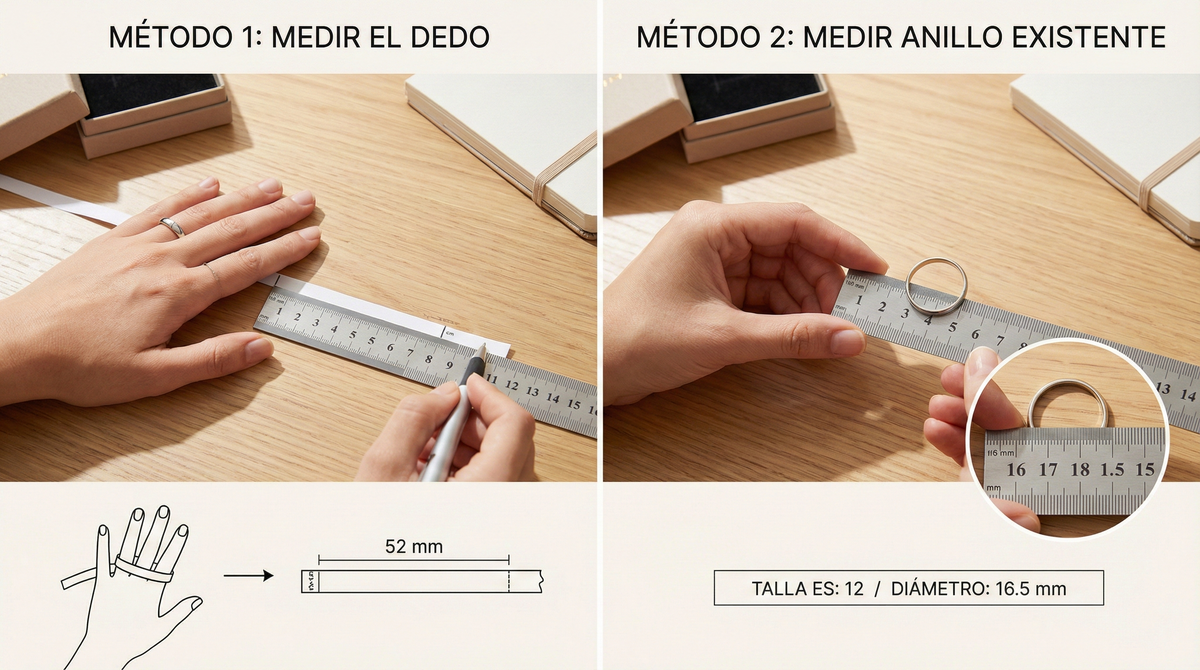 Guía de tallas de anillos: cómo medir en casa y acertar a la primera
