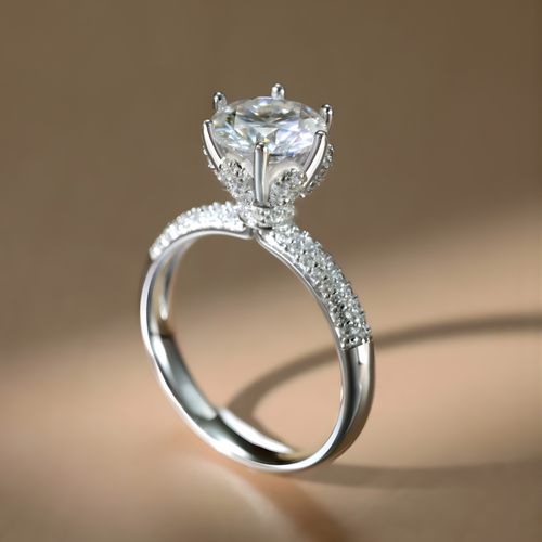 Anillo Aurora Moissanita Redonda 2.0CT