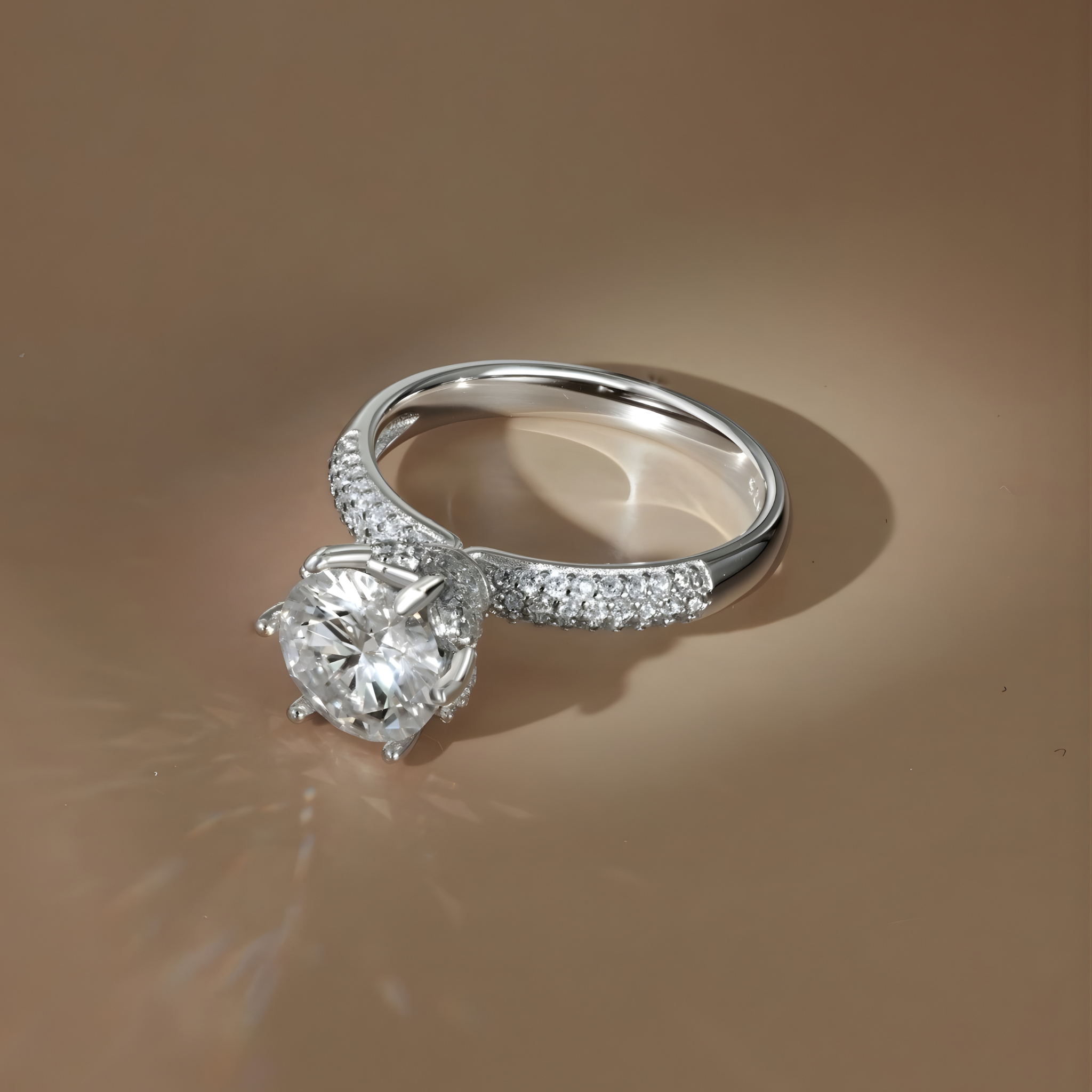 Anillo Aurora Moissanita Redonda 2.0CT