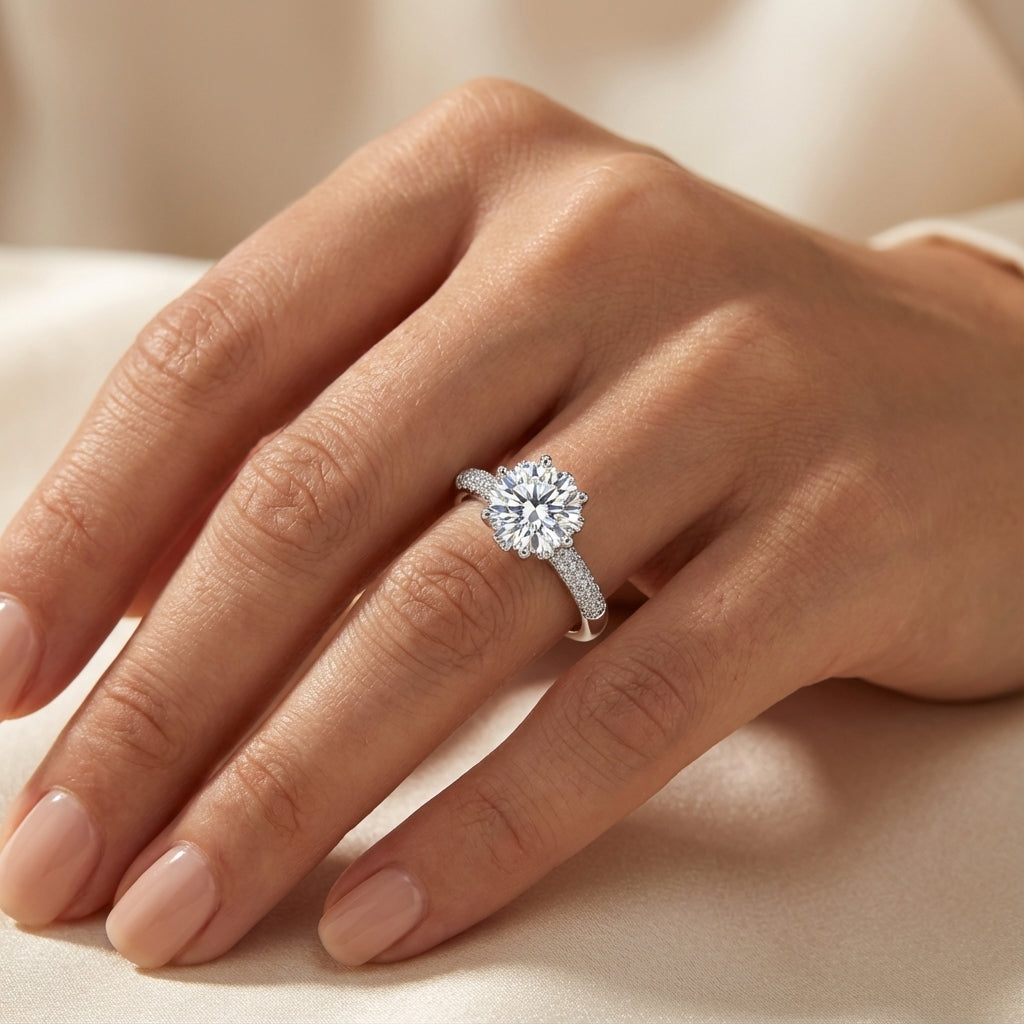 Anillo Aurelia Moissanita Redonda 2.0CT