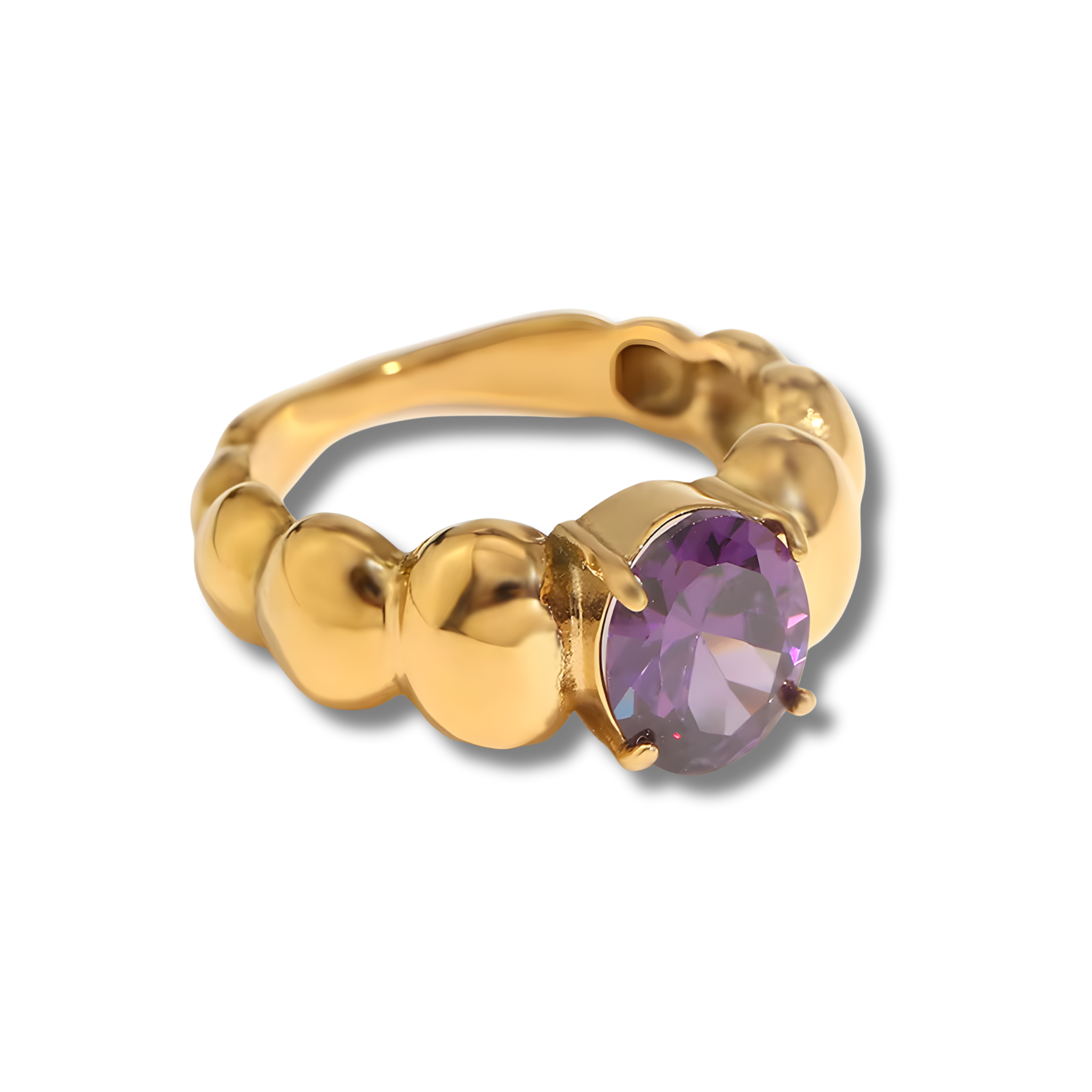 Anillo Beads Solitario Morado
