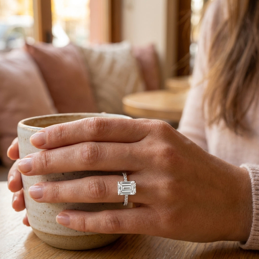 Anillo Claudia Moissanita Esmeralda 2.0CT