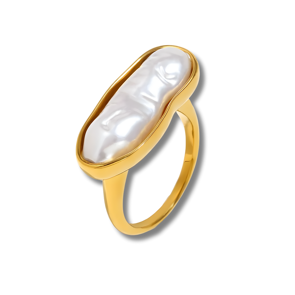 Anillo Perla Línea Dorada