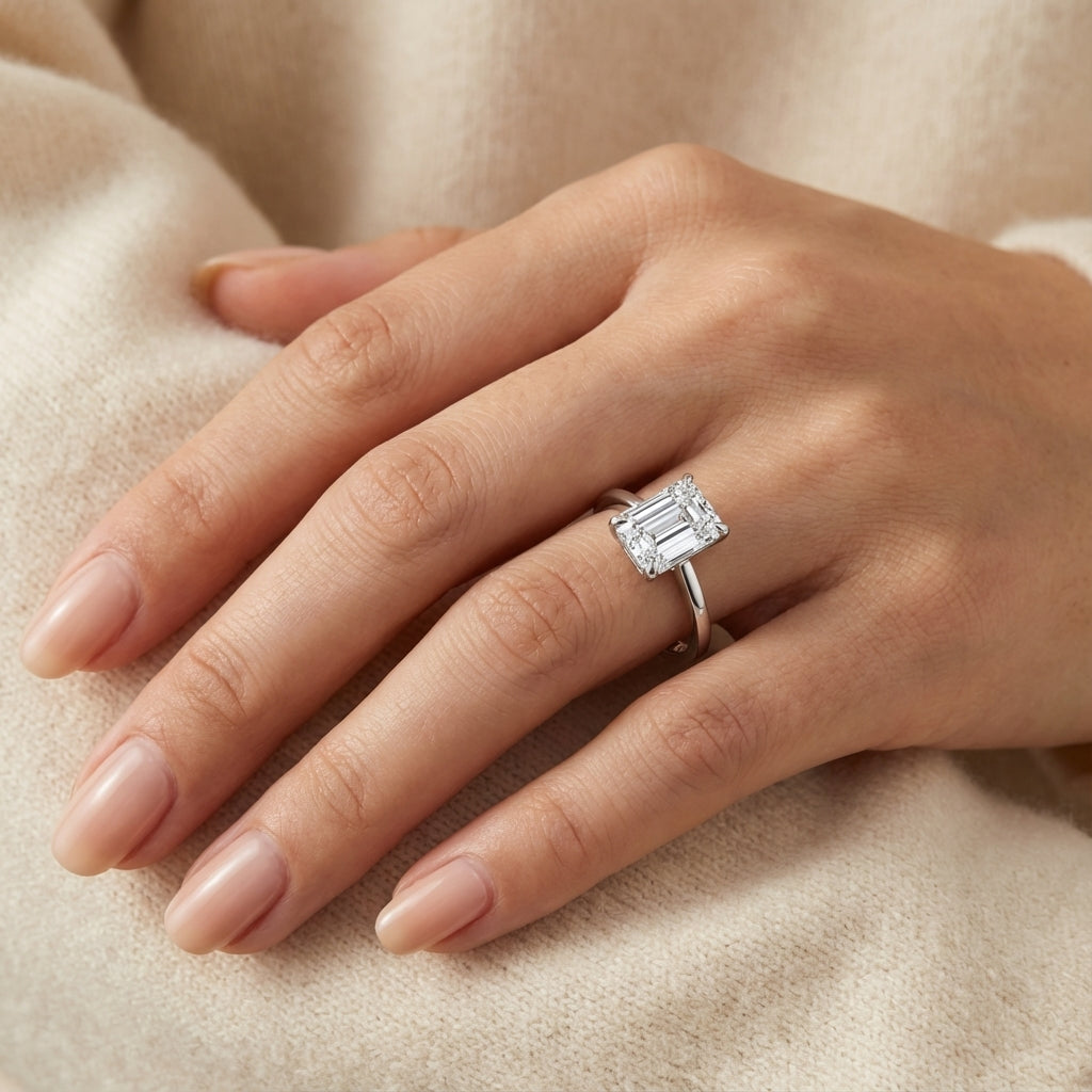 Anillo Sabina Moissanita Esmeralda 2.0CT