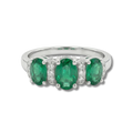Anillo Triple Esmeralda y Diamantes