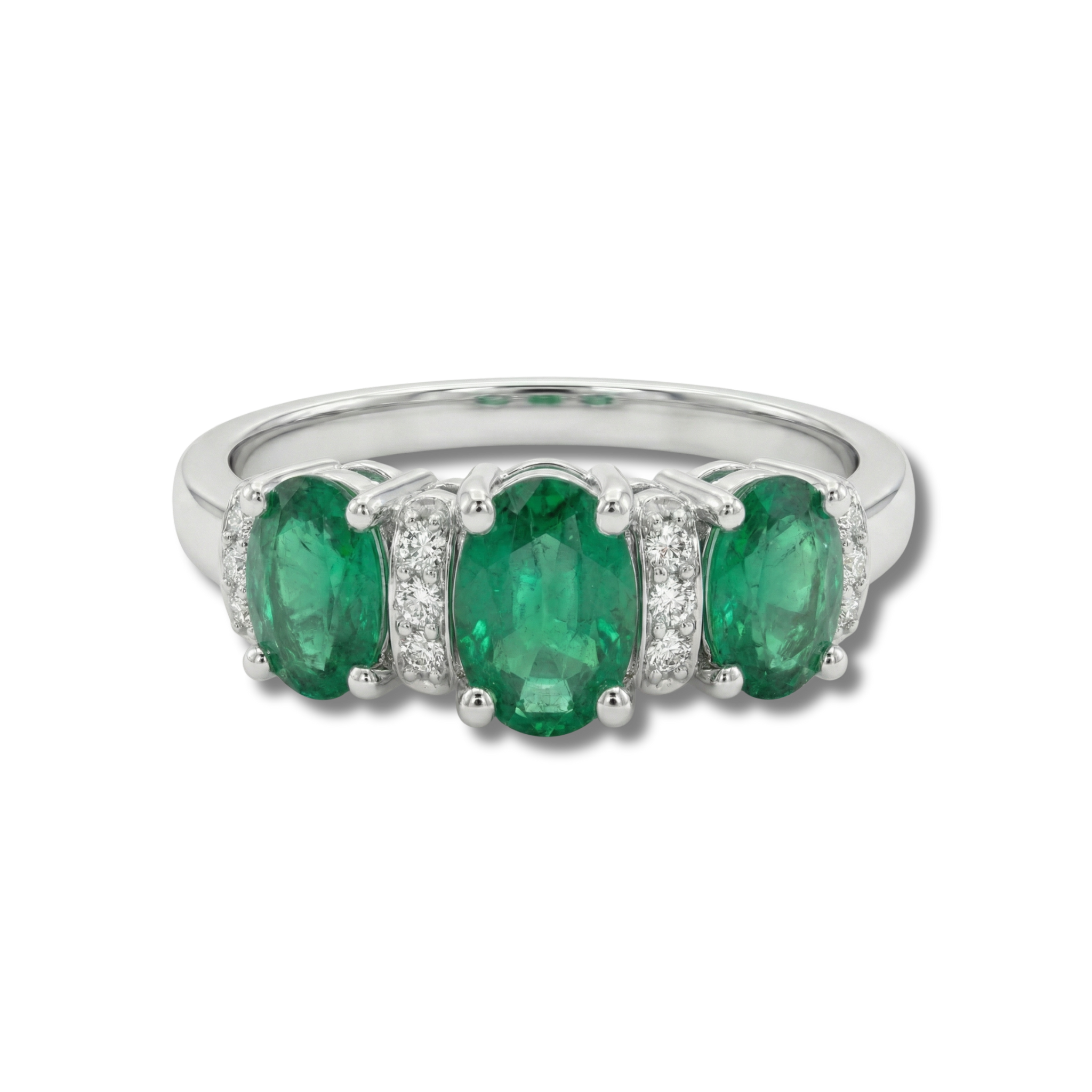 Anillo Triple Esmeralda y Diamantes