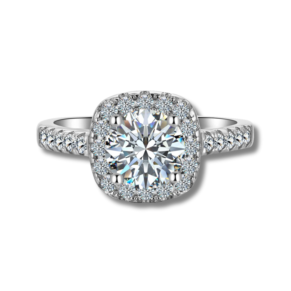 Anillo Vibia de moissanita con halo y pavé en plata 925