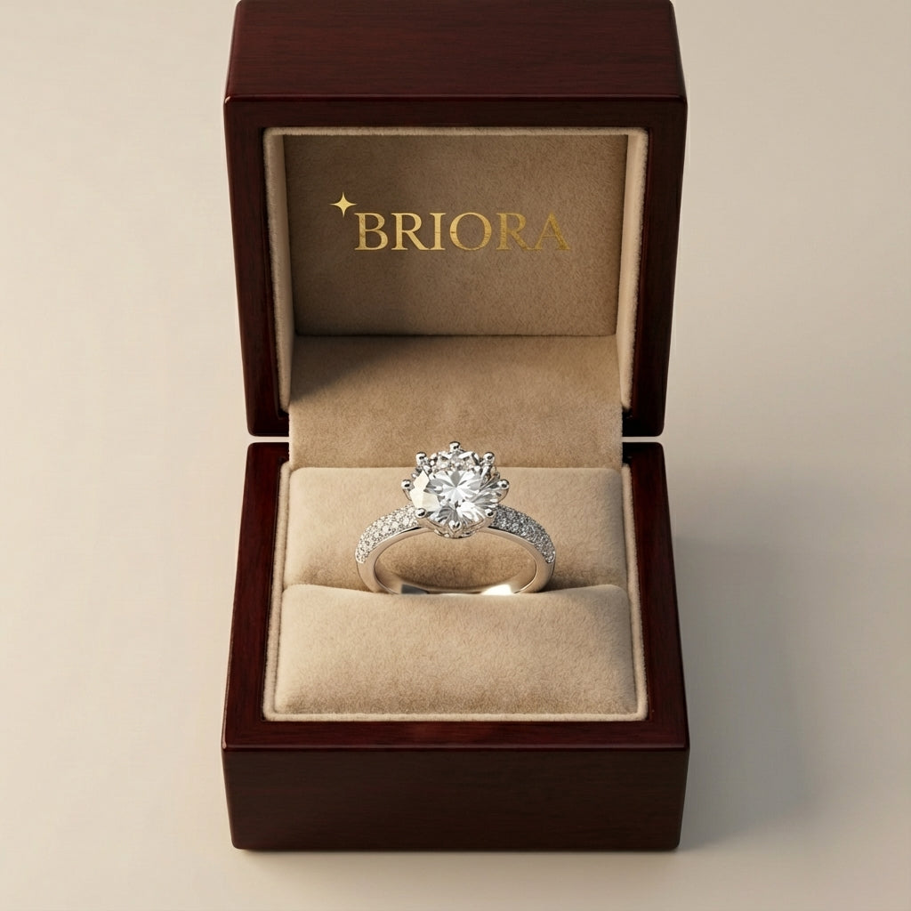 Anillo Aurora Moissanita Redonda 2.0CT