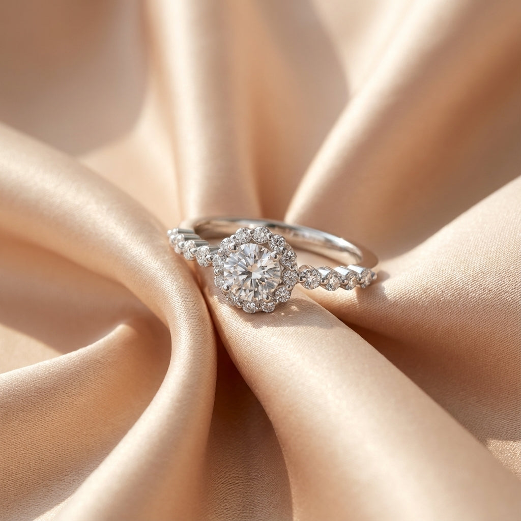 Anillo Helvia Moissanita Redonda 0.5CT