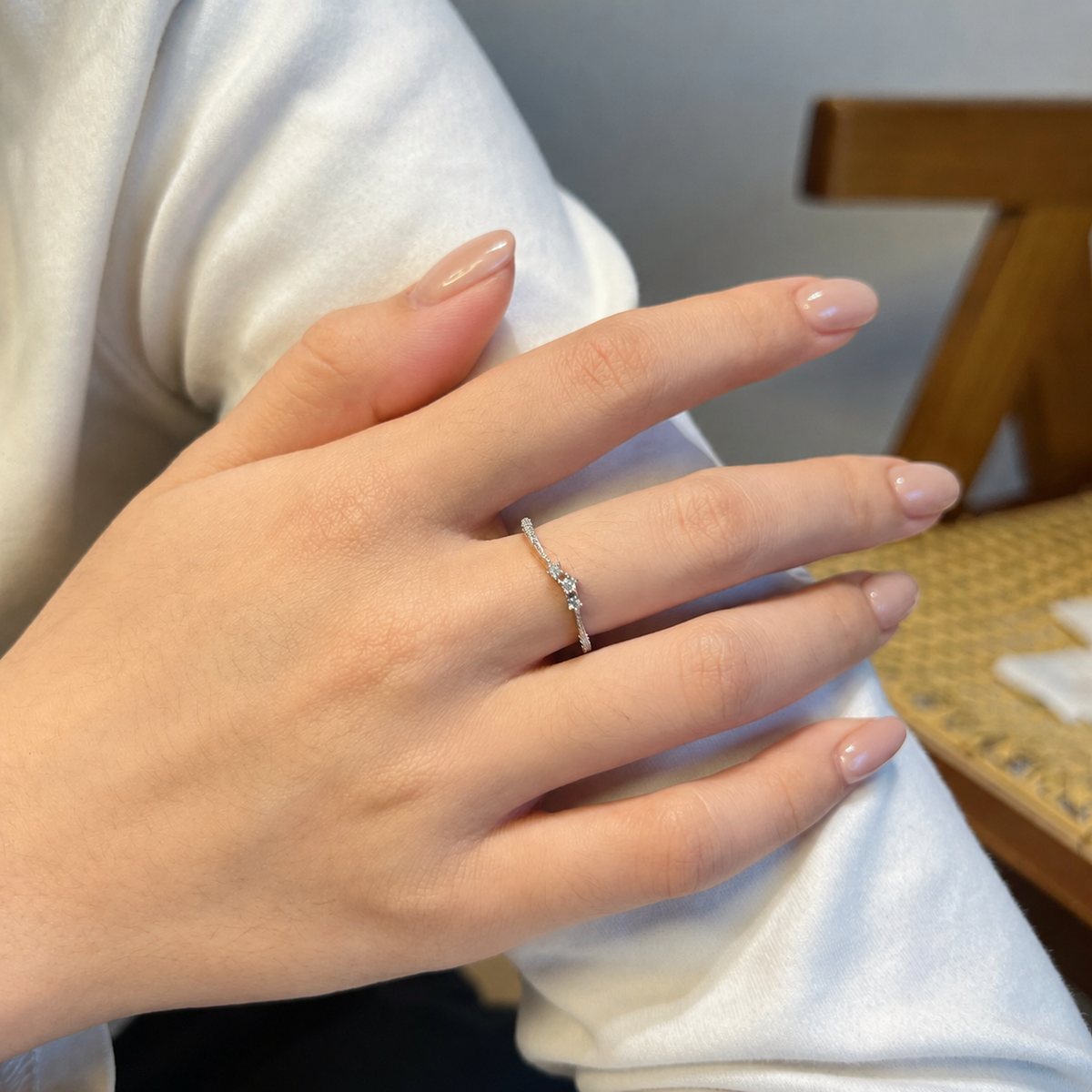 Anillo Moissanita Trío 0.12CT