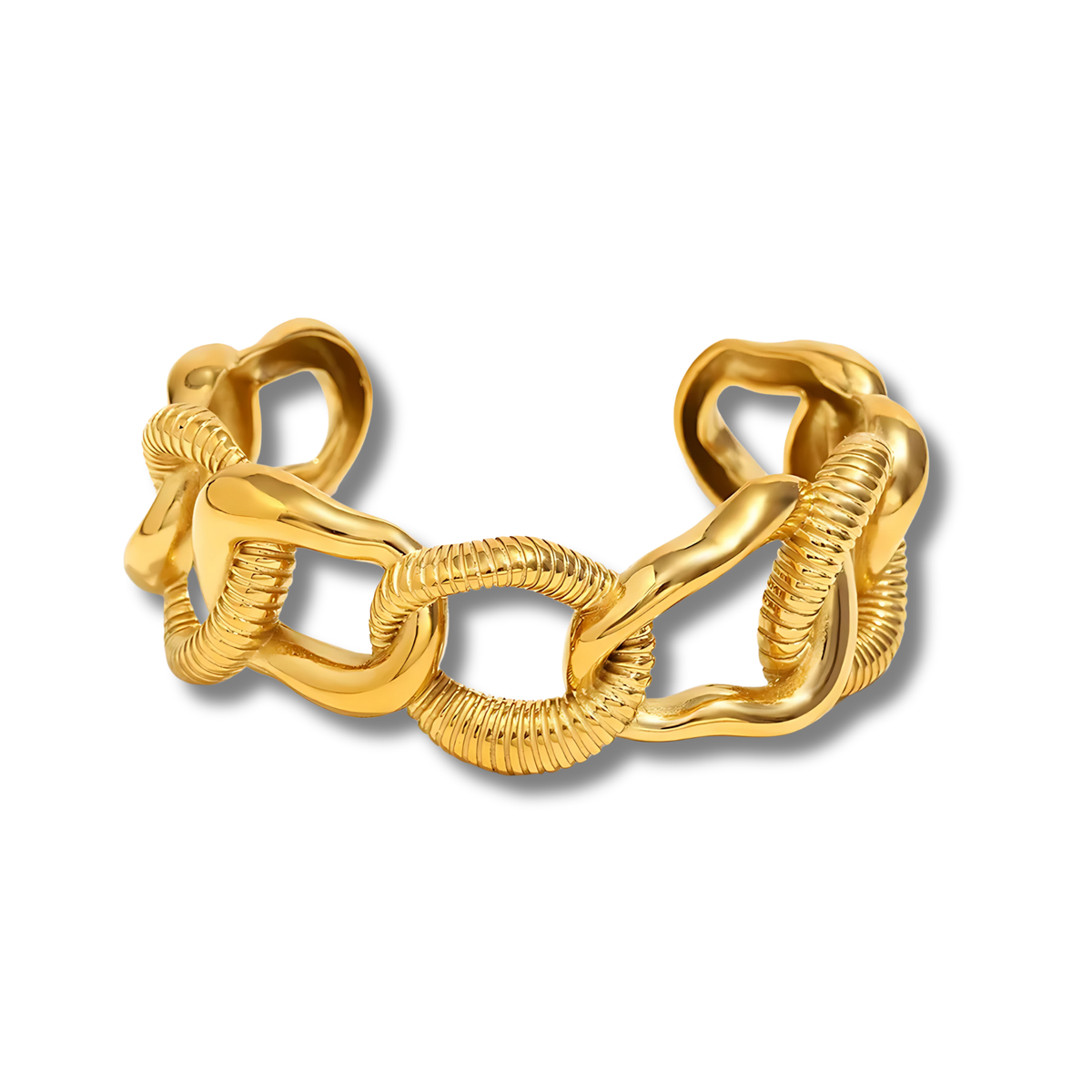 Brazalete Eslabón Gold de BRIORA en acero inoxidable 316L con acabado dorado