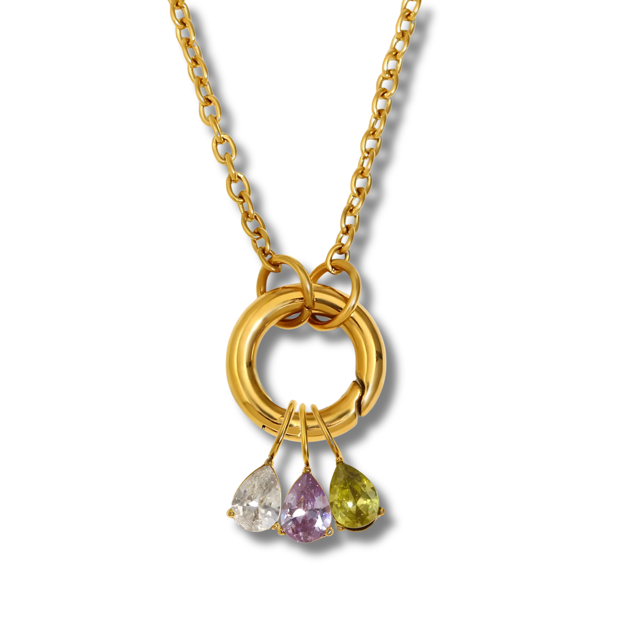 Conjunto Orbe Drop: Collar Orbe Clip + 3 Charms Gota Brillante