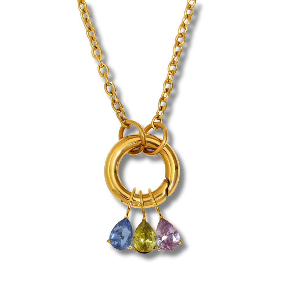 Conjunto Orbe Drop: Collar Orbe Clip + 3 Charms Gota Brillante