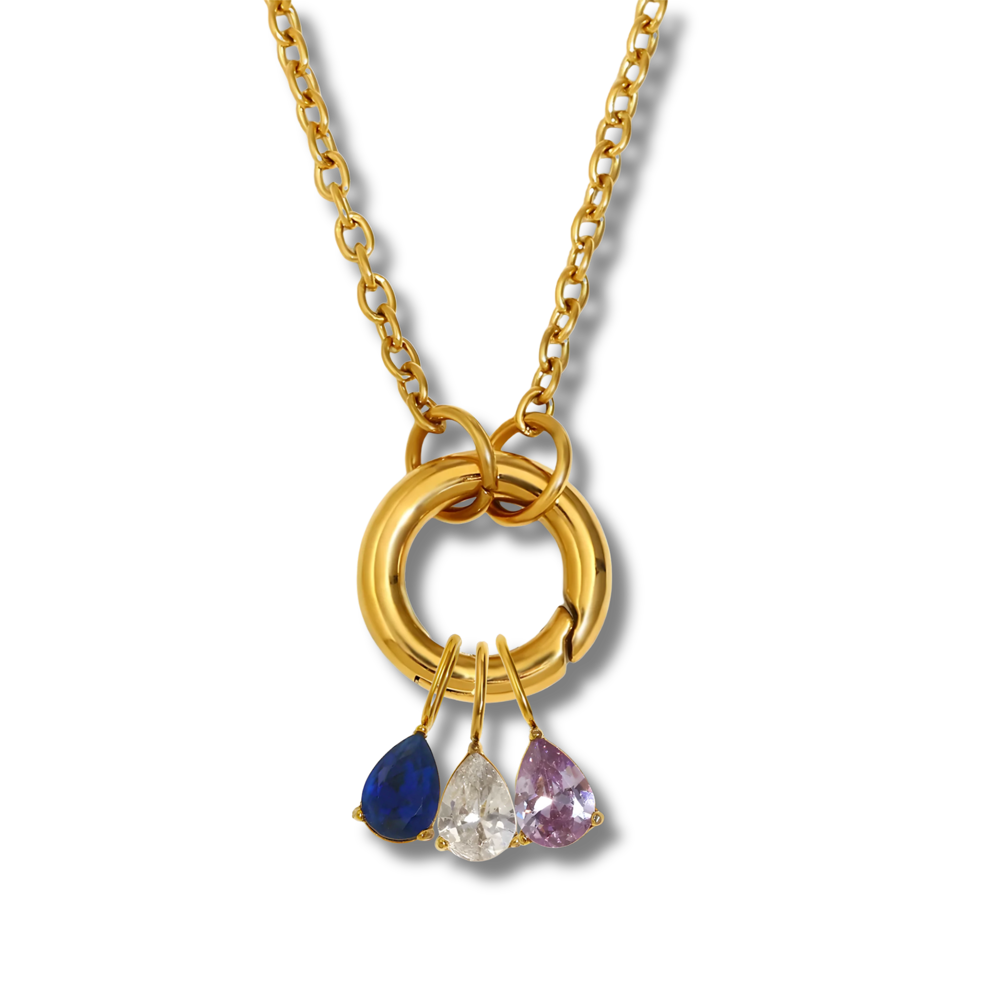 Conjunto Orbe Drop: Collar Orbe Clip + 3 Charms Gota Brillante