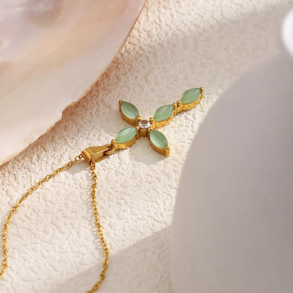 Collar Cruz Aurora Verde