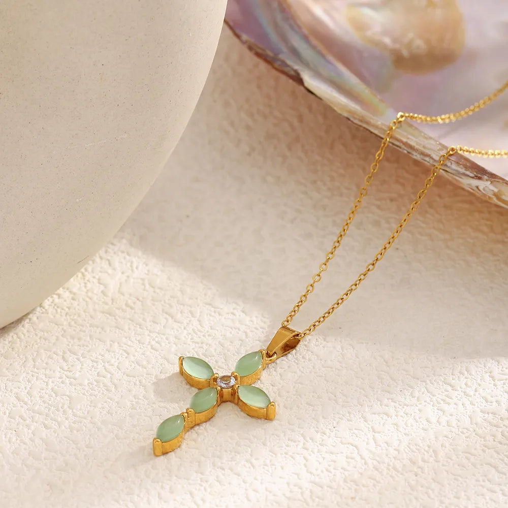 Collar Cruz Aurora Verde