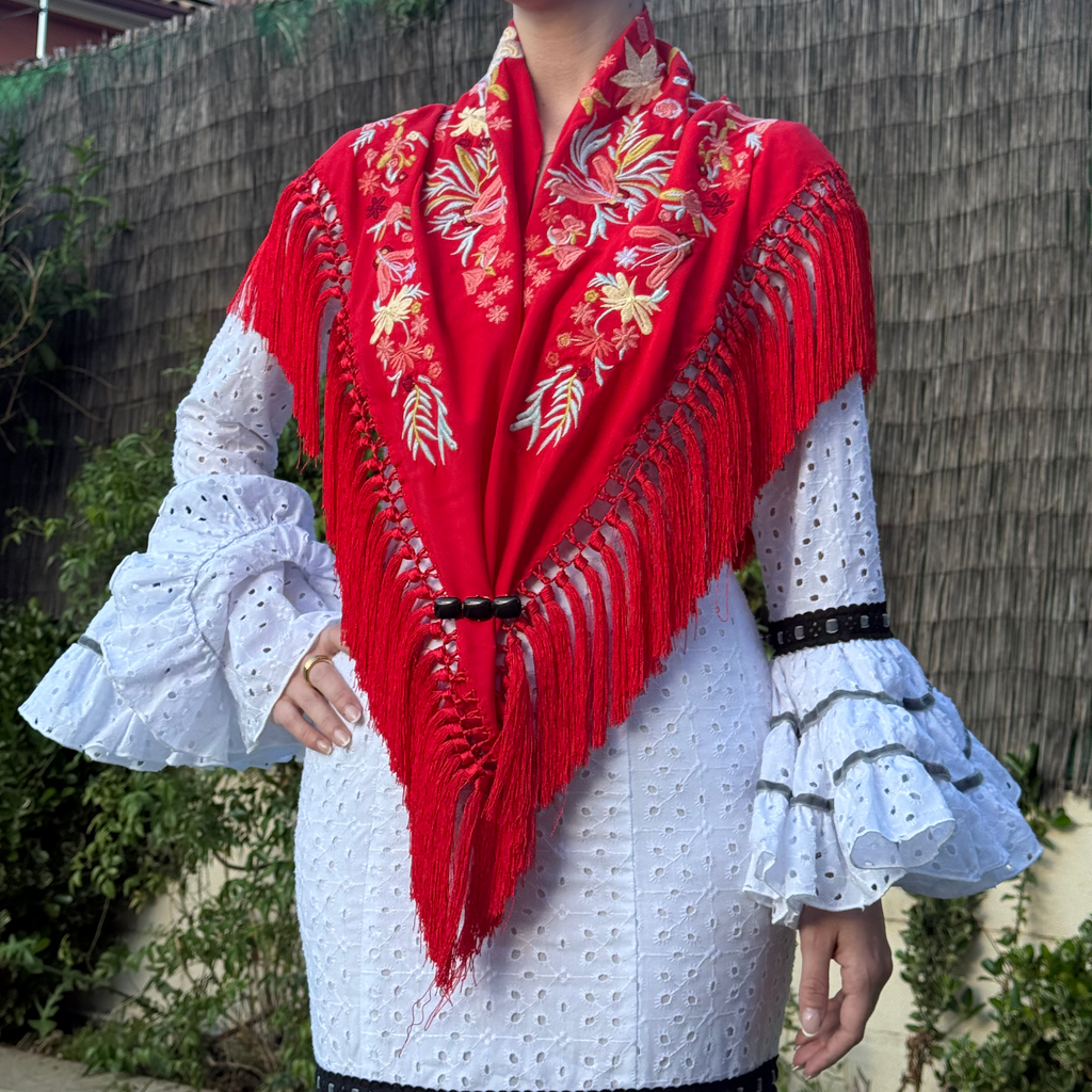 Mantón Bulería Rojo