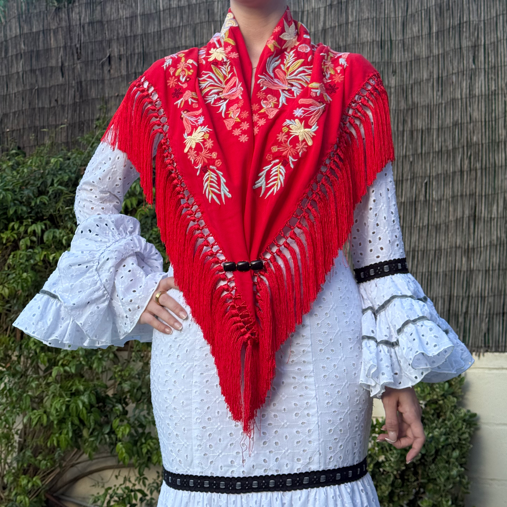 Mantón Bulería Rojo