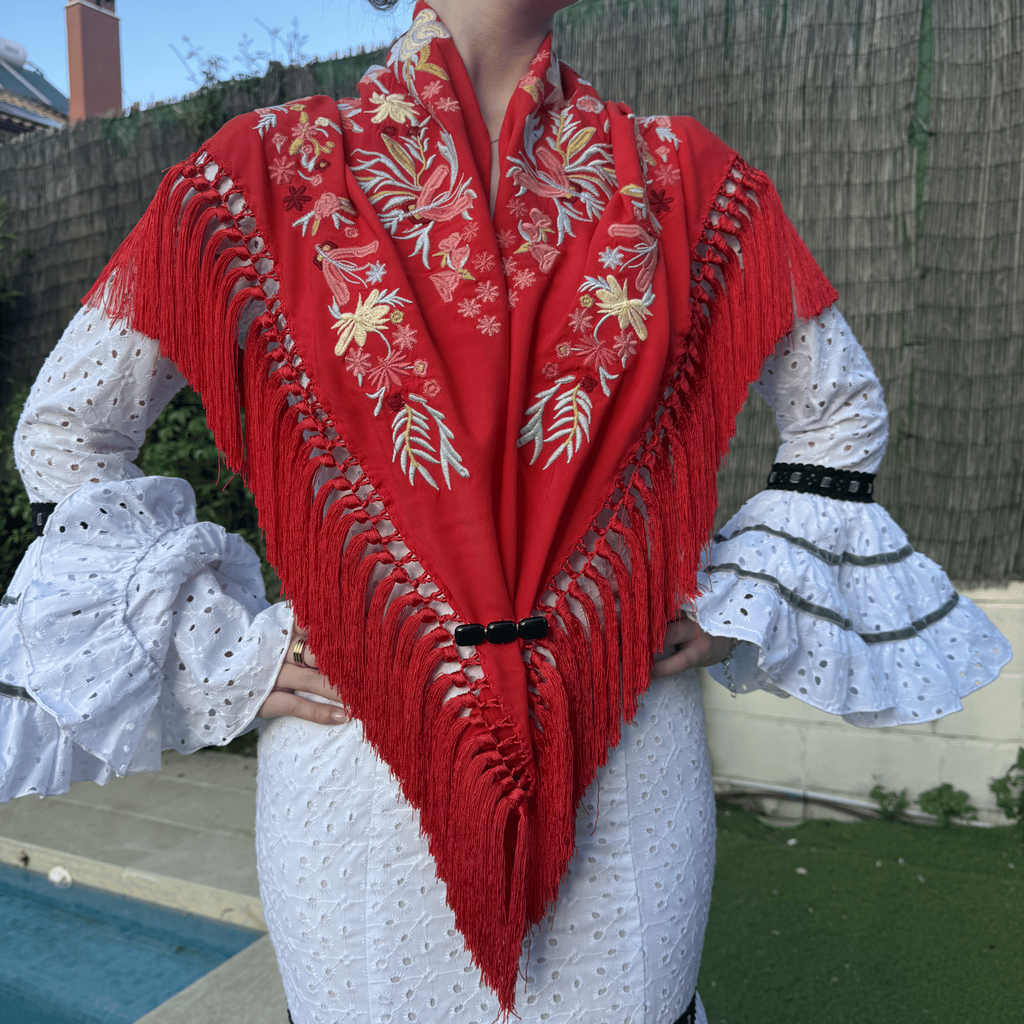 Mantón Bulería Rojo