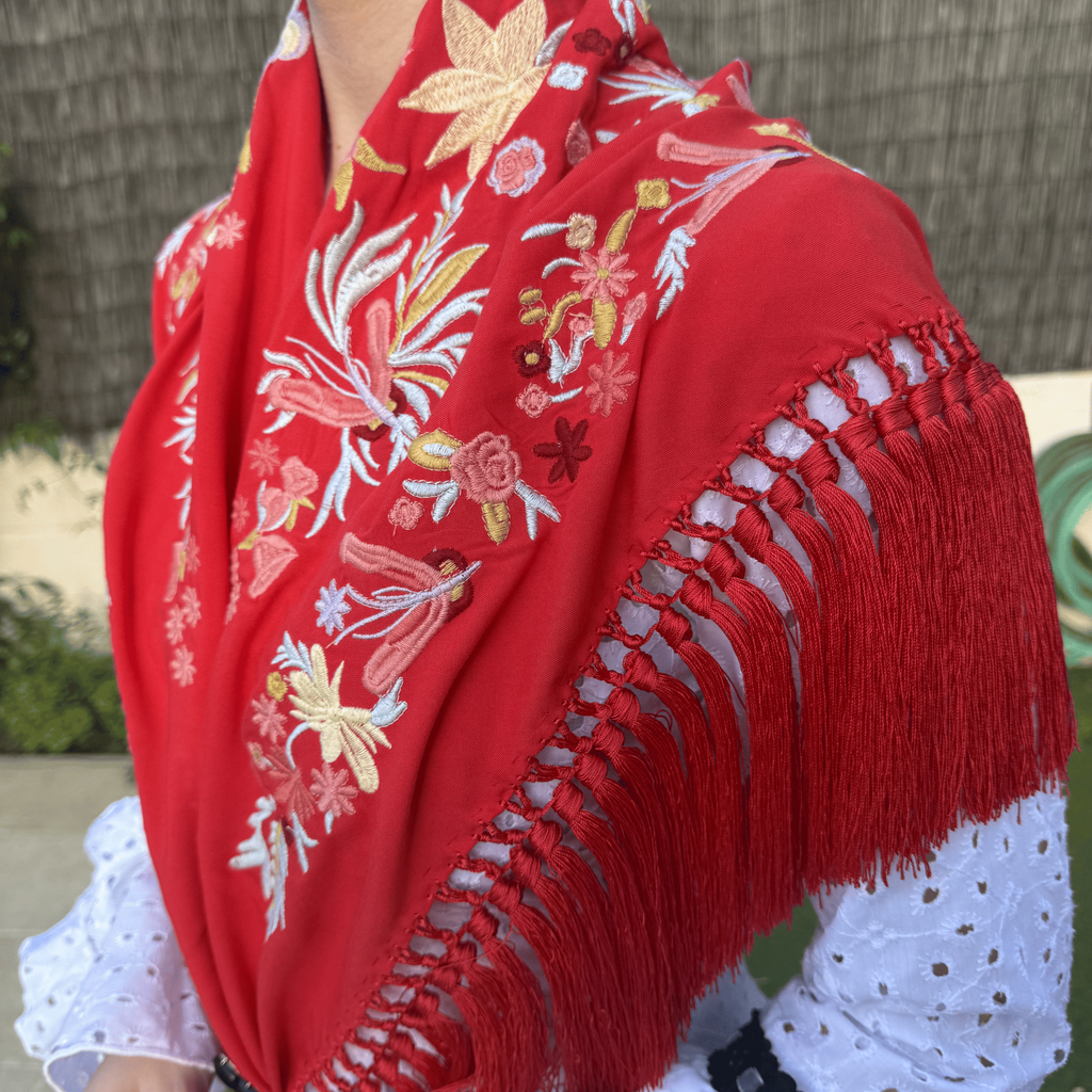 Mantón Bulería Rojo