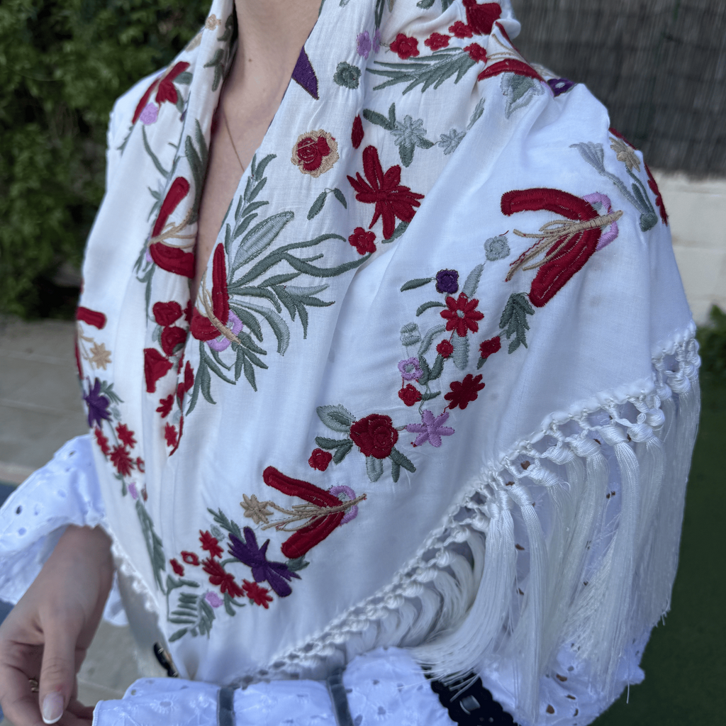 Mantón Bulería Blanco
