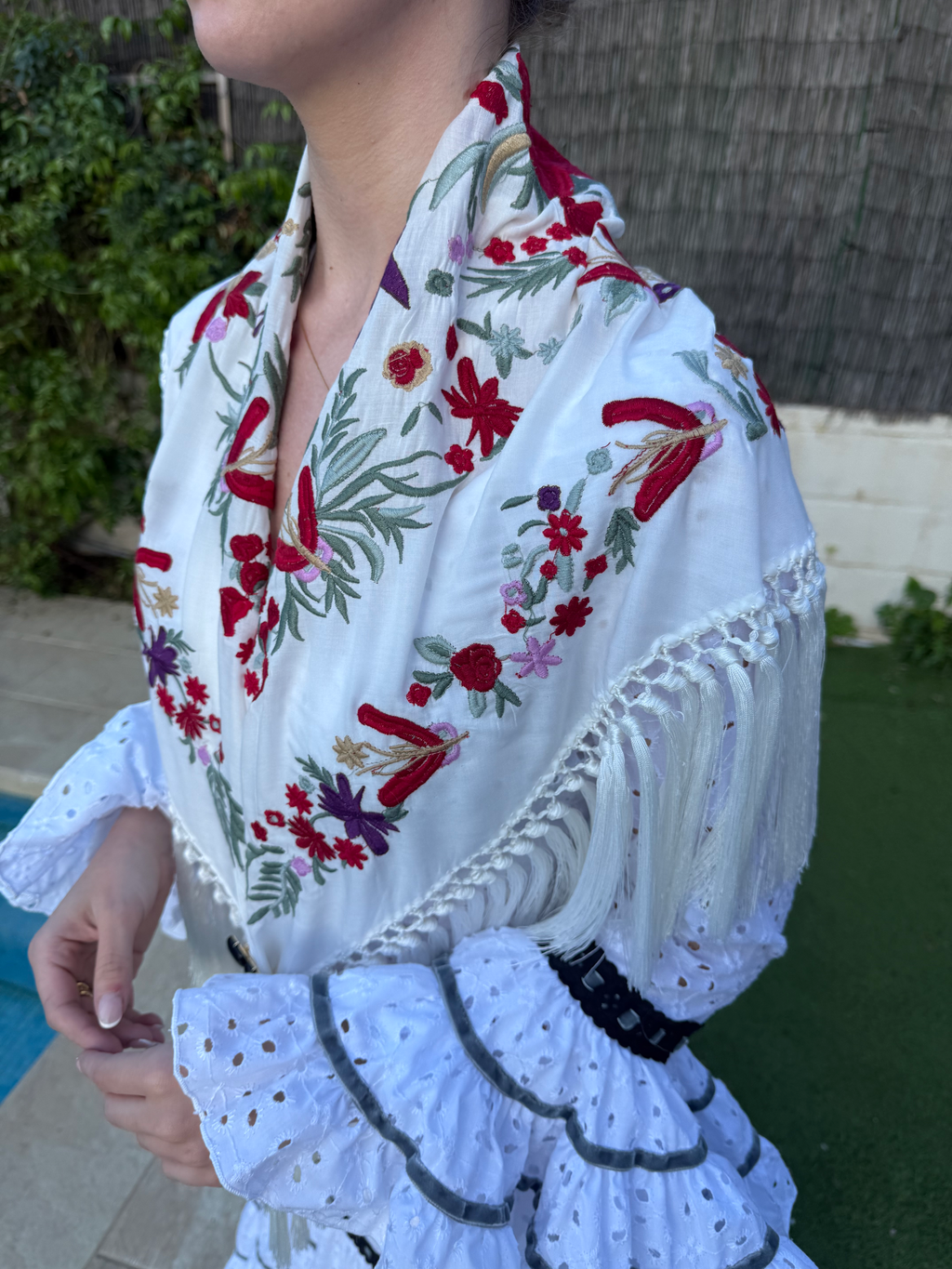 Mantón Bulería Blanco
