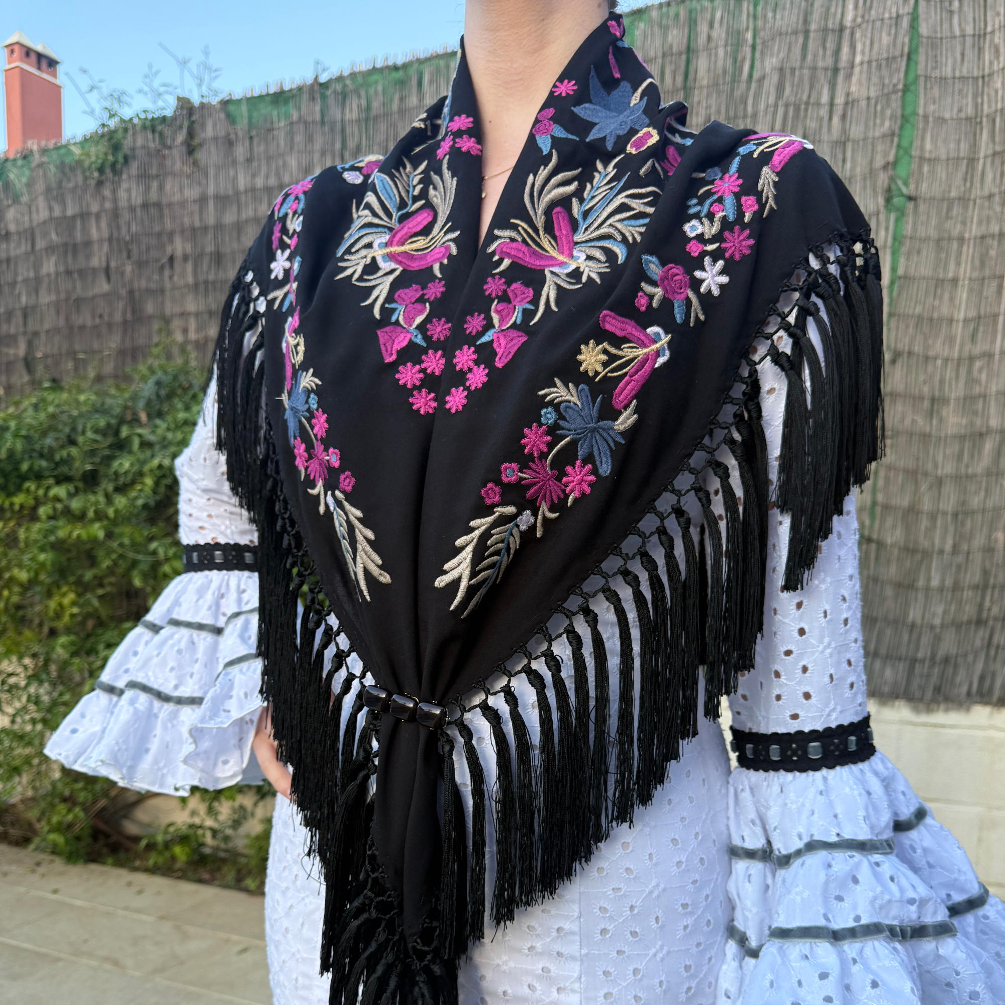 Mantón Bulería Negro