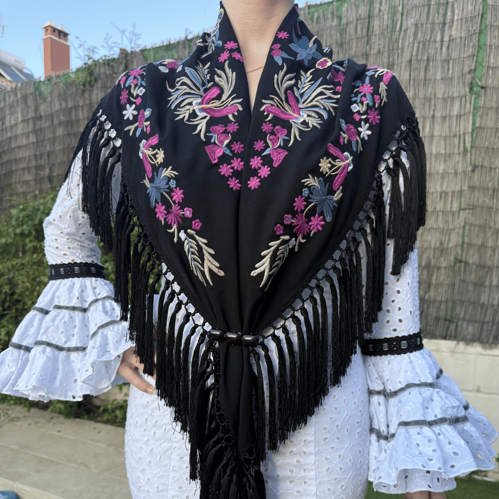 Mantón Bulería Negro
