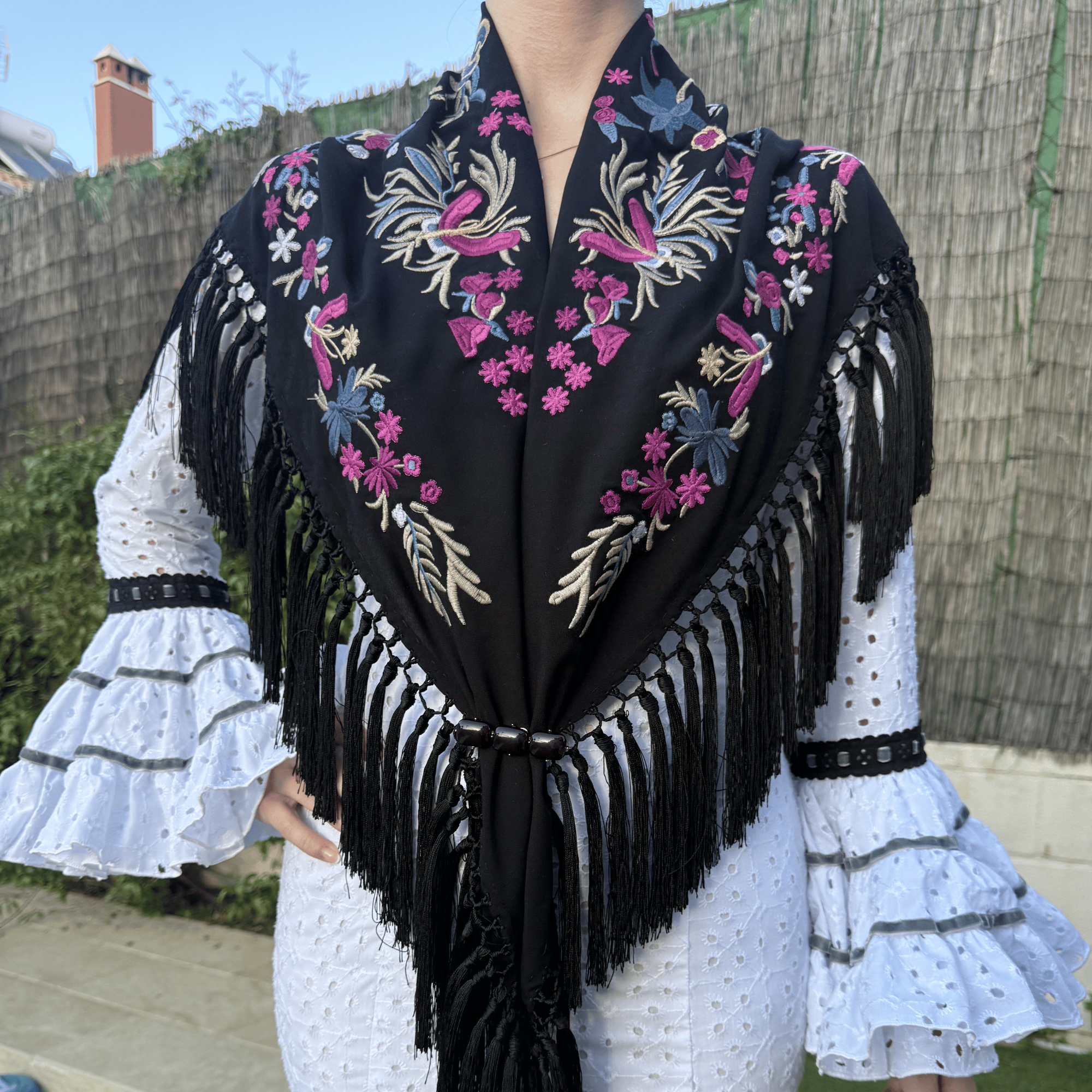 Mantón Bulería Negro