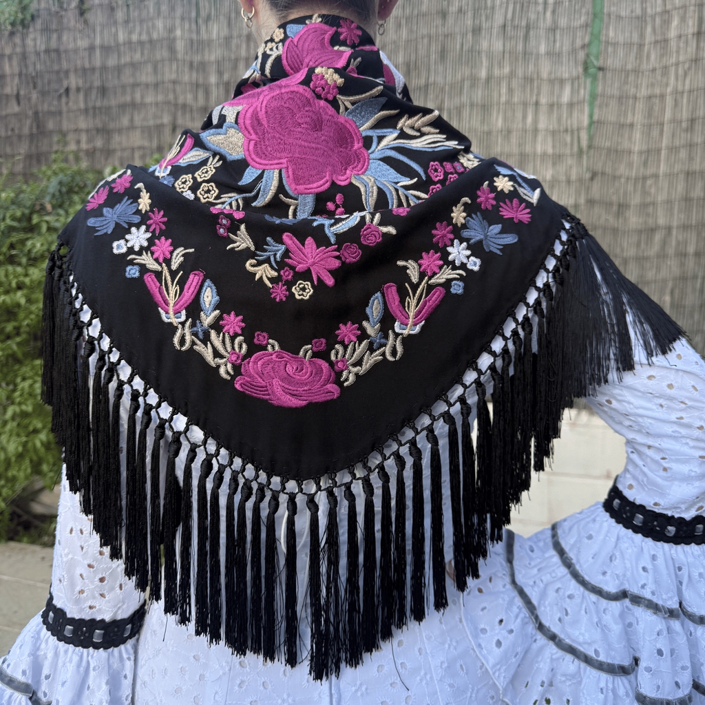 Mantón Bulería Negro