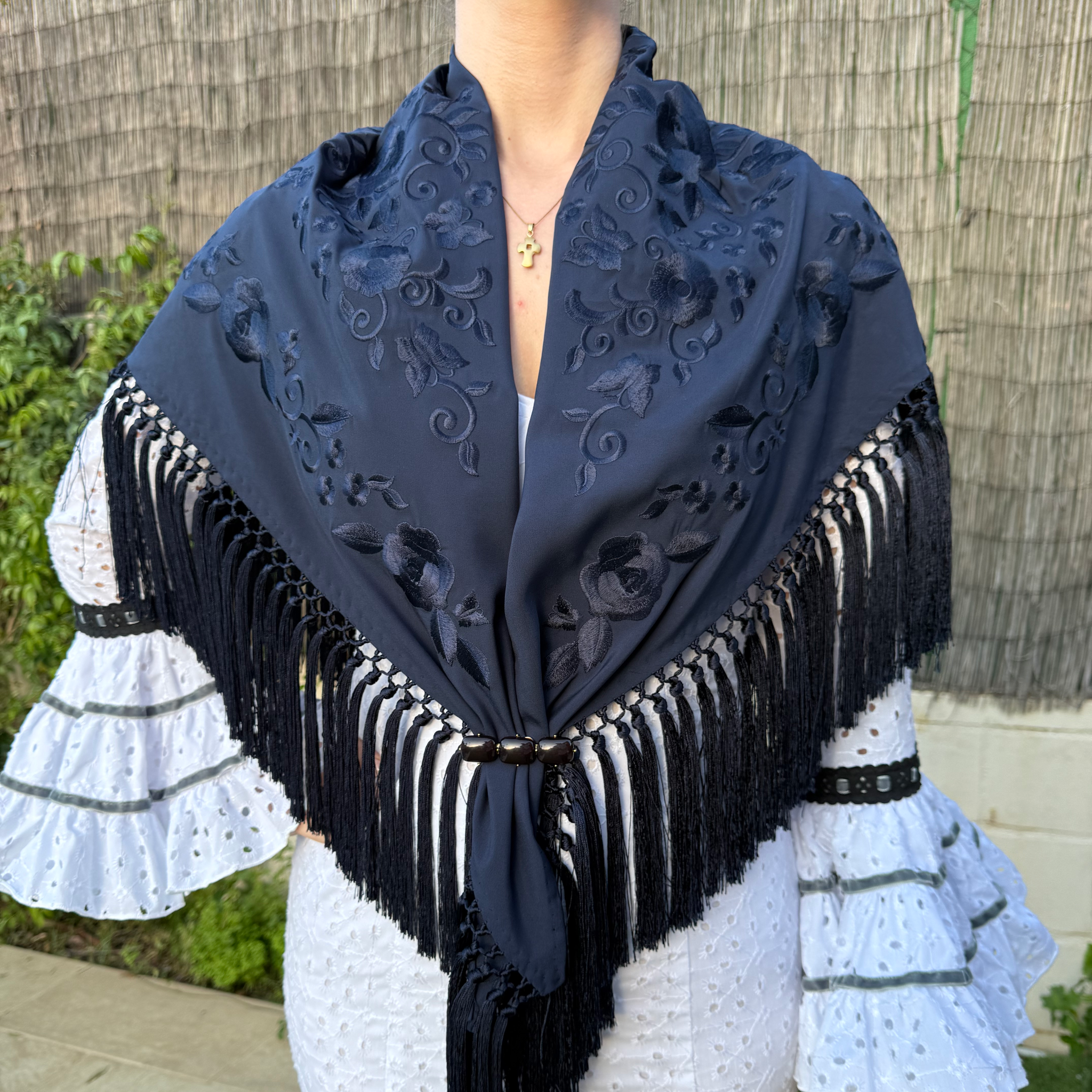 Mantón Granaína Azul Marino