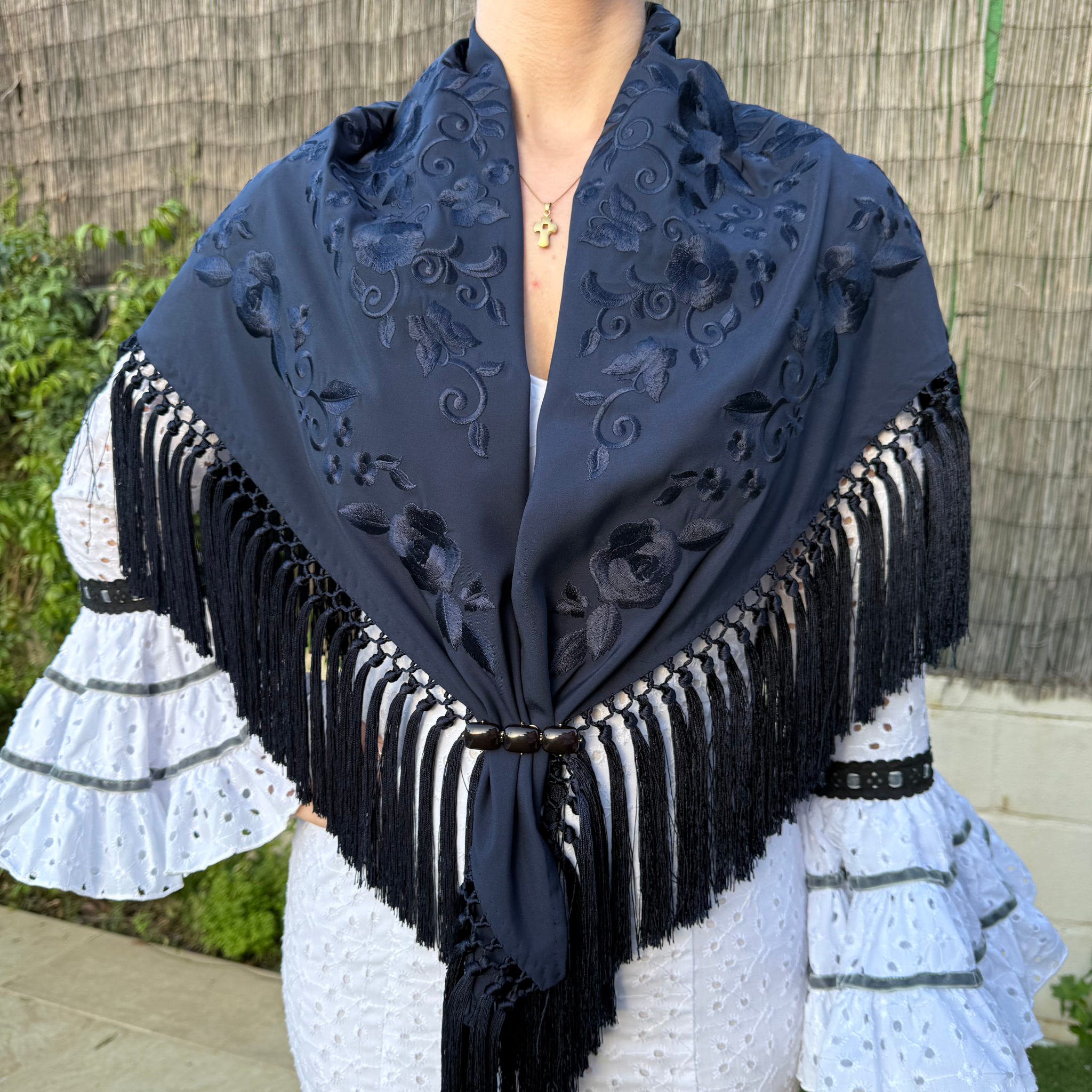 Mantón Granaína Azul Marino