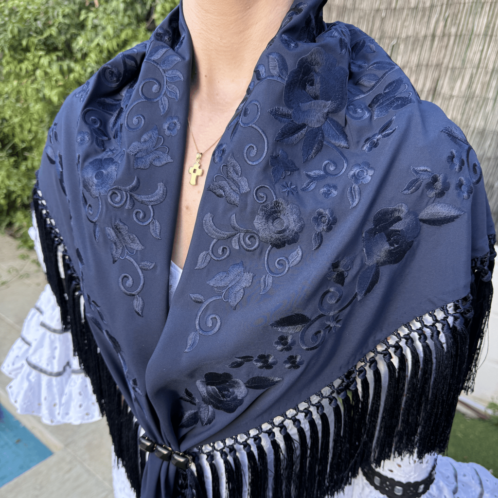 Mantón Granaína Azul Marino
