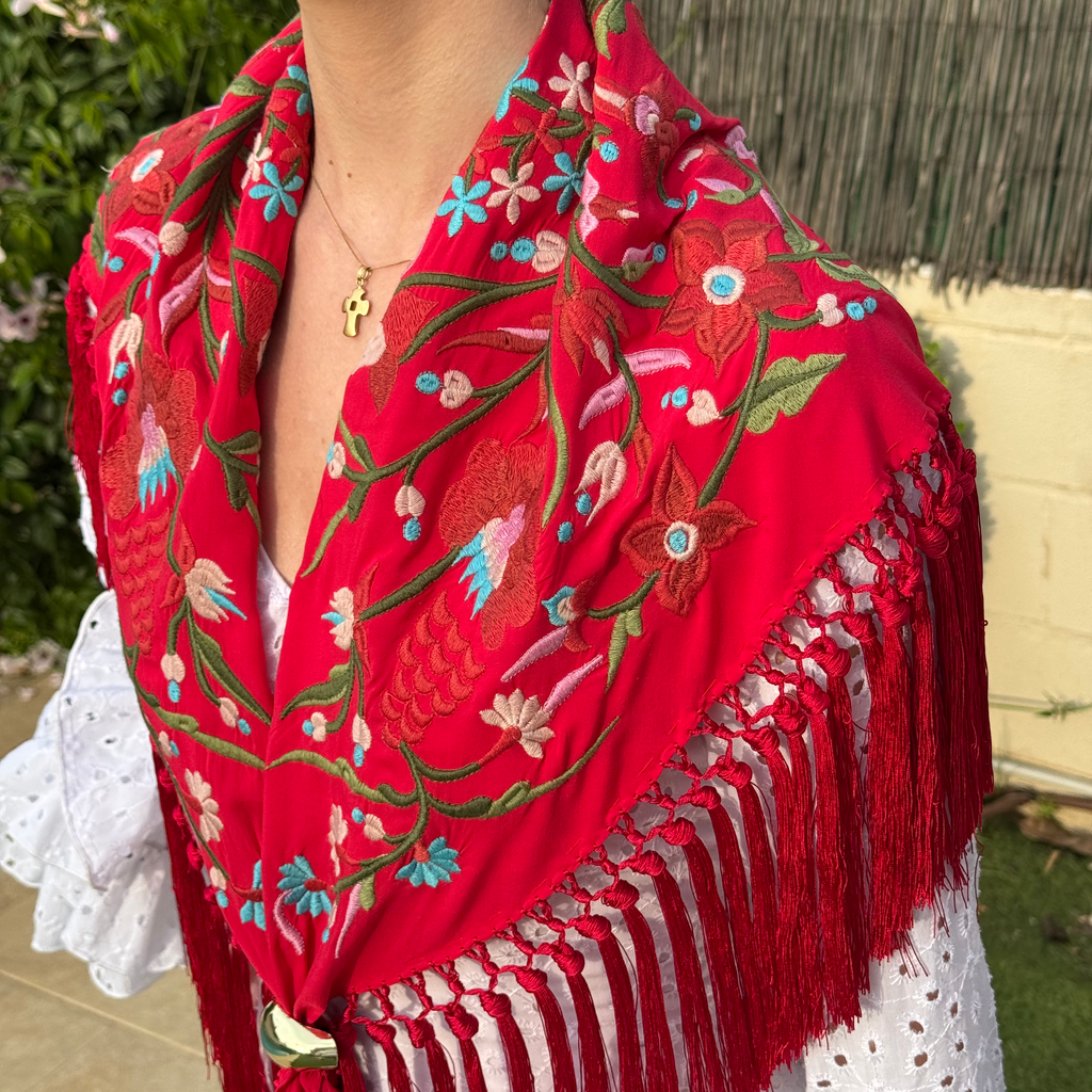 Mantón Tientos Rojo