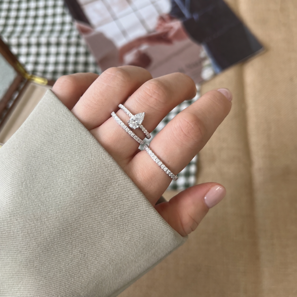 Anillo Moissanita Redonda 0.015CT