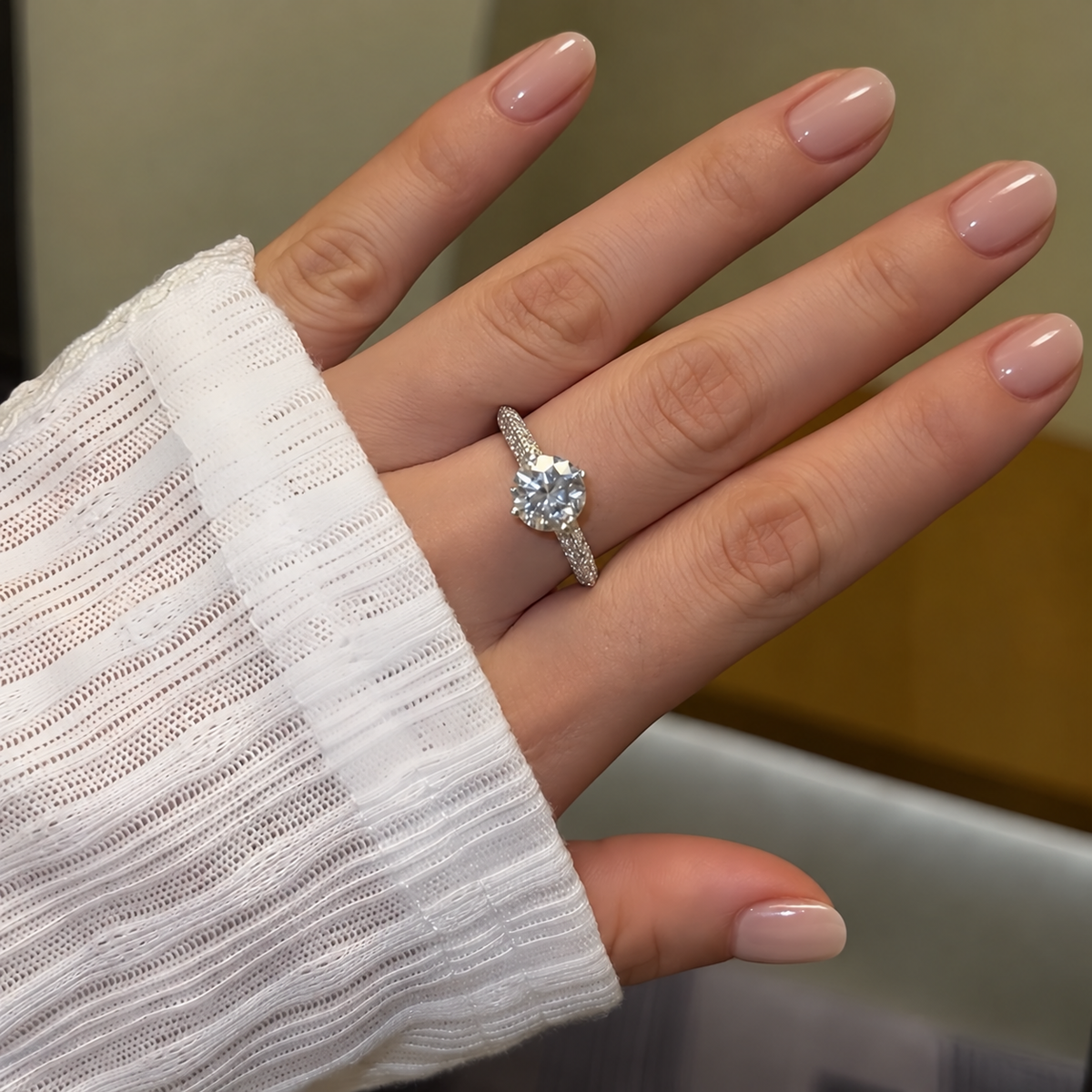 Anillo Moissanita Redonda 2.0CT