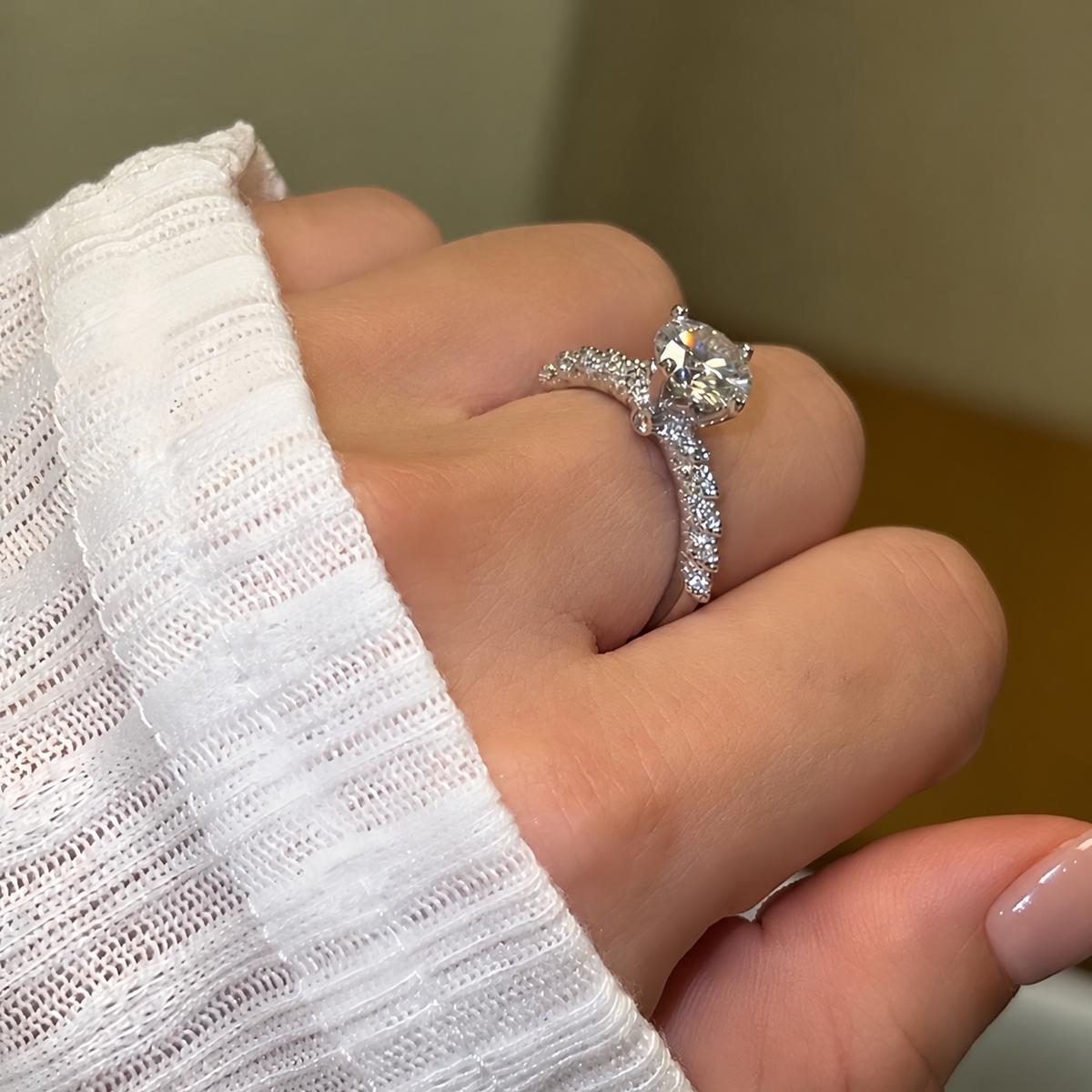 Anillo Moissanita Redonda 2.0CT