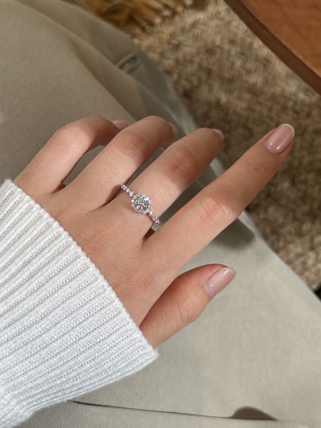 Anillo Moissanita Halo 0.86CT