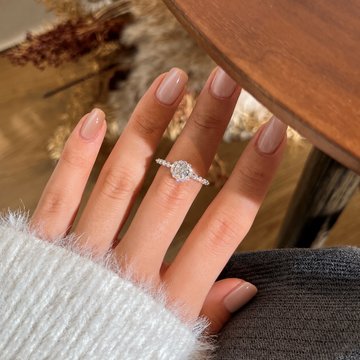 Anillo Moissanita Halo 0.86CT