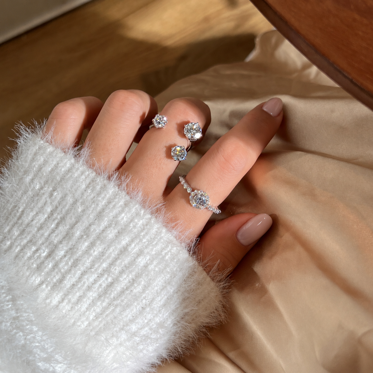 Anillo Moissanita Halo 0.86CT