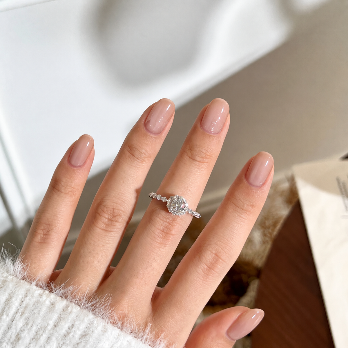 Anillo Moissanita Halo 0.86CT