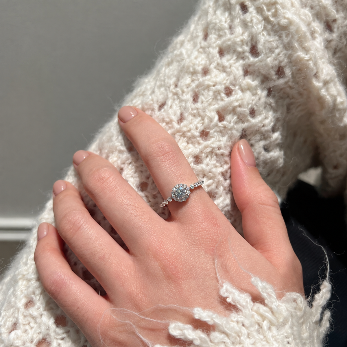 Anillo Moissanita Halo 0.86CT