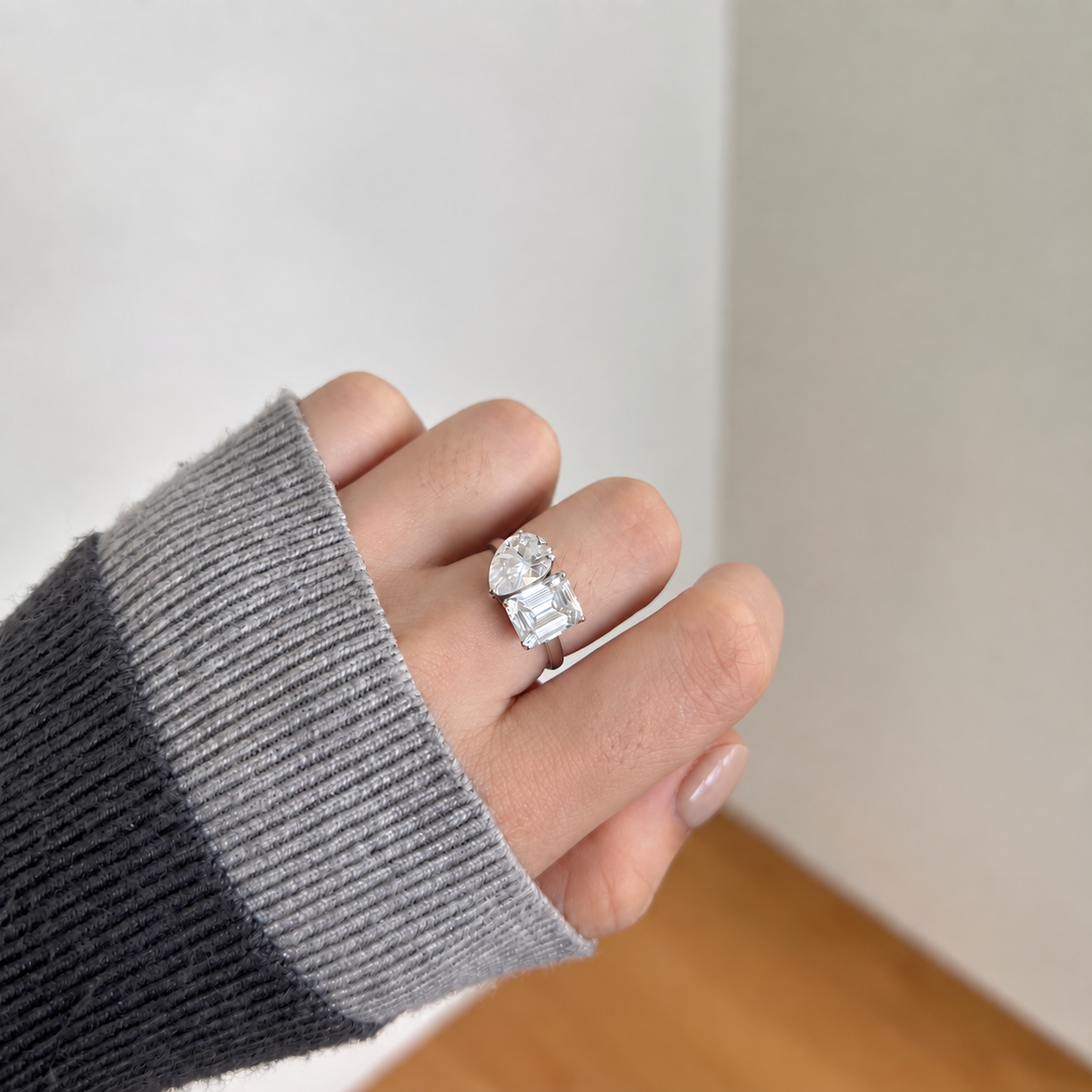 Anillo Moissanita Toi et Moi 5.0CT