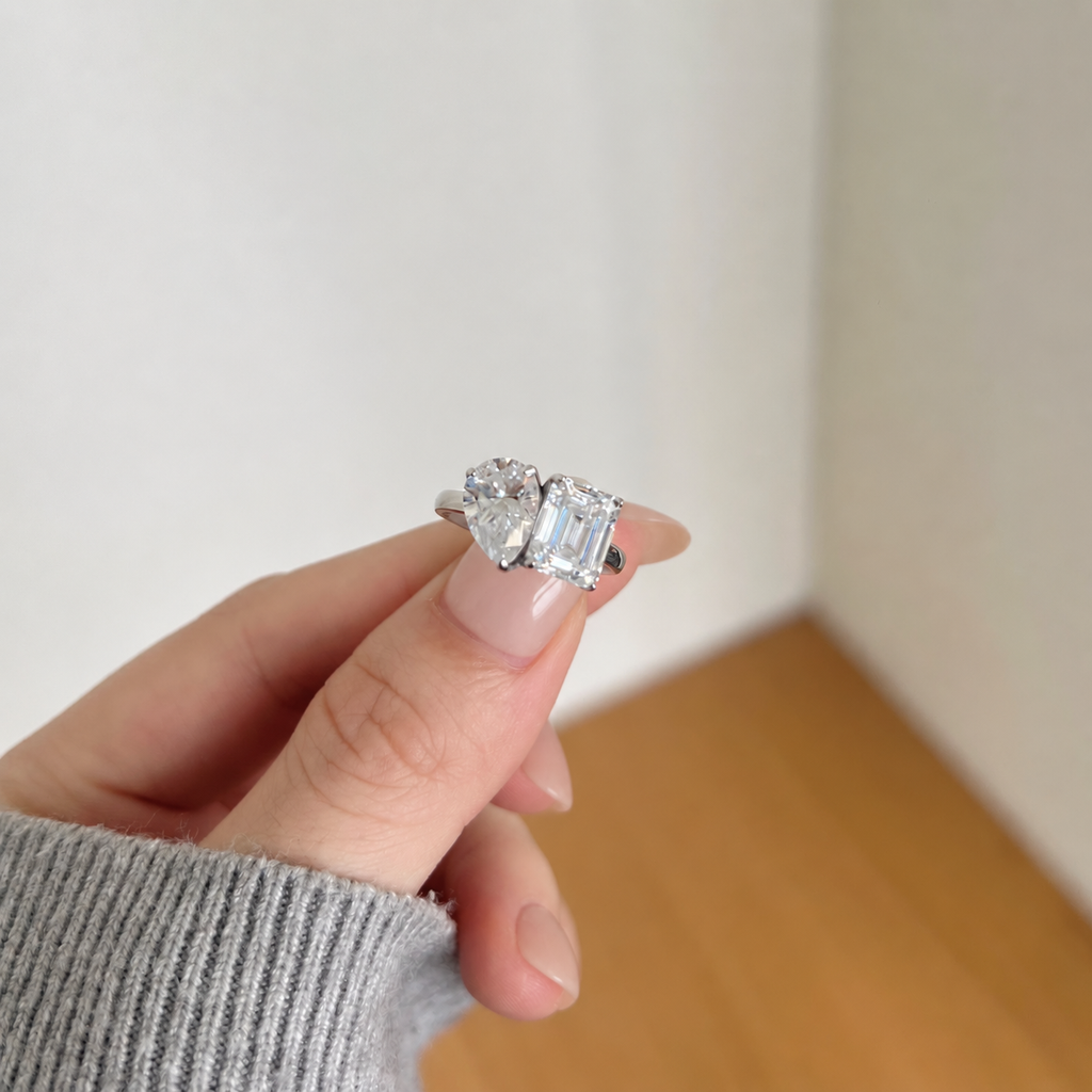 Anillo Moissanita Toi et Moi 5.0CT