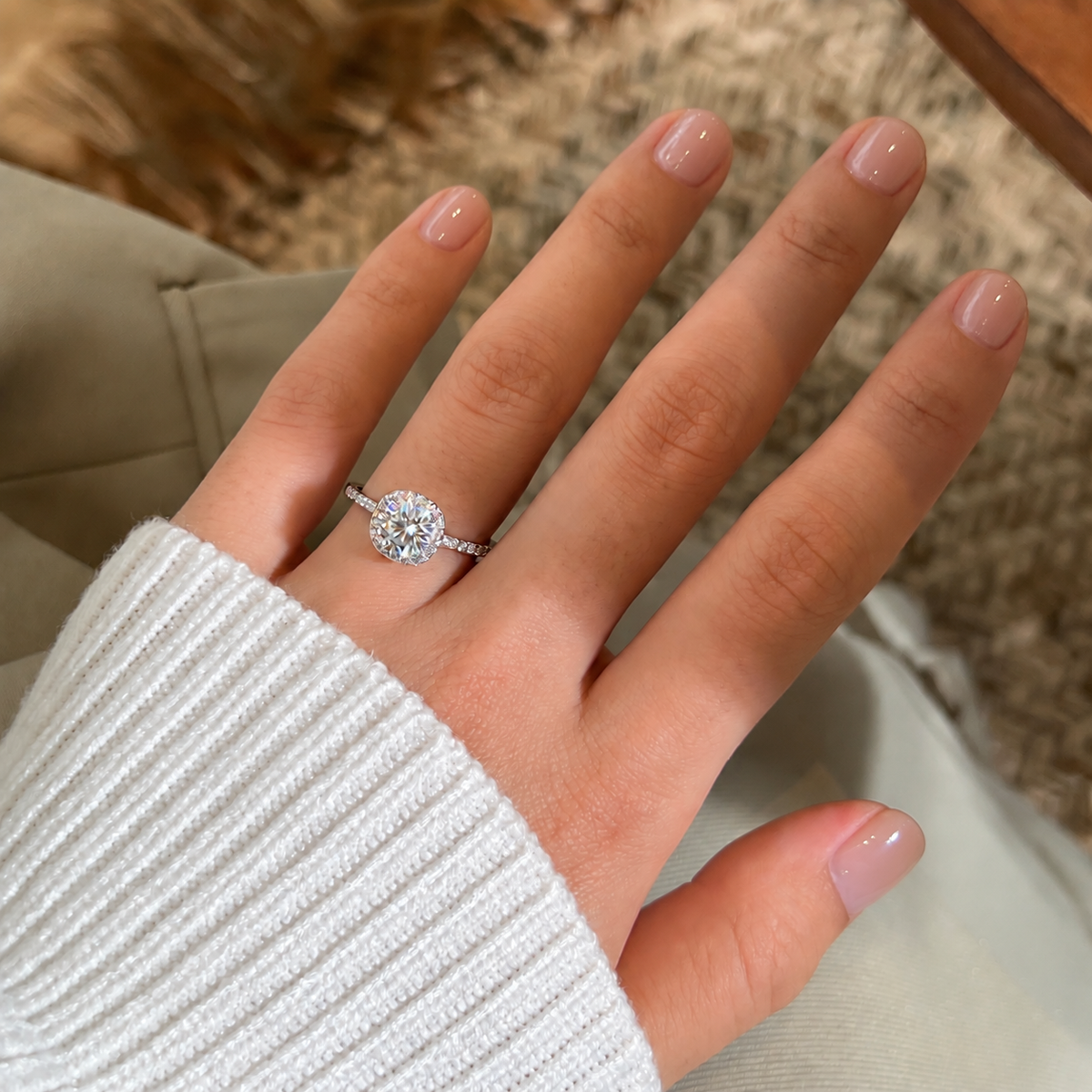 Anillo Moissanita Redonda 1.0CT