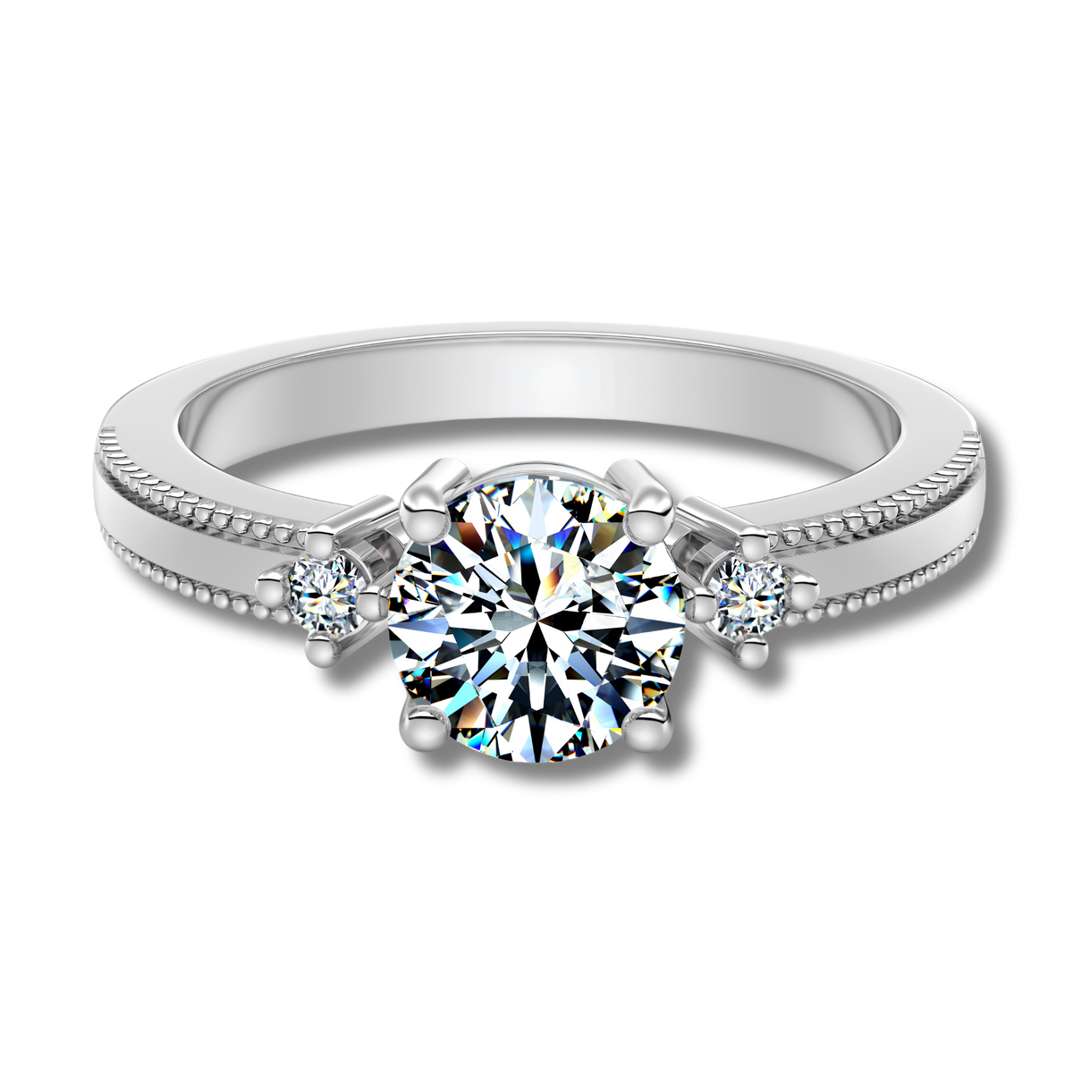 Anillo Moissanita Redonda 1.0CT