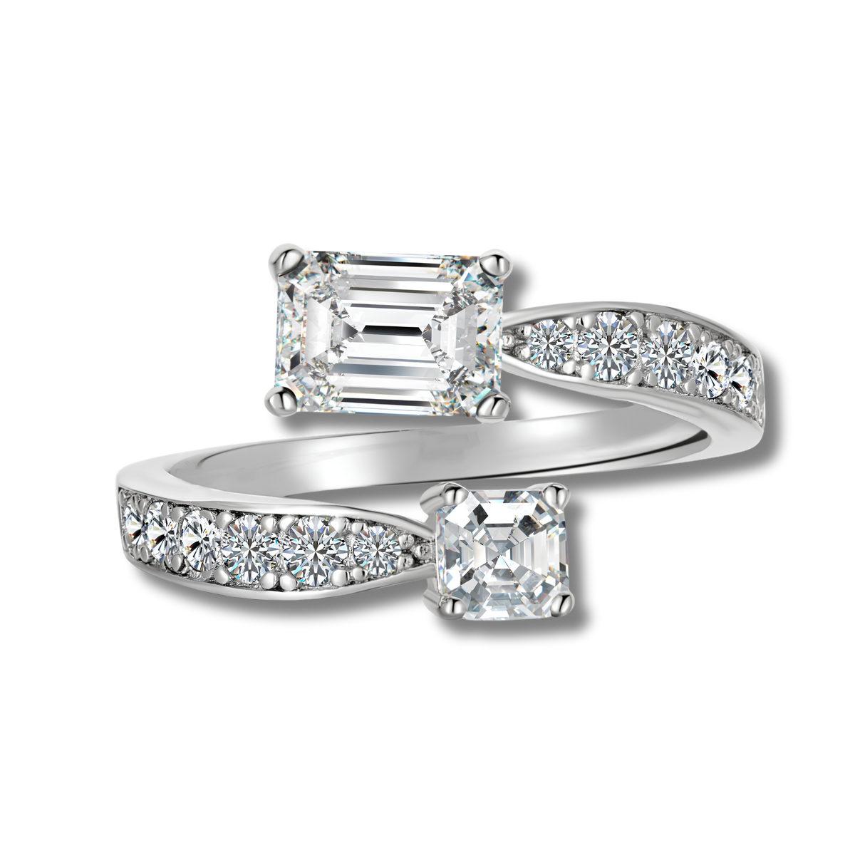 Anillo Moissanita Esmeralda 1.65CT
