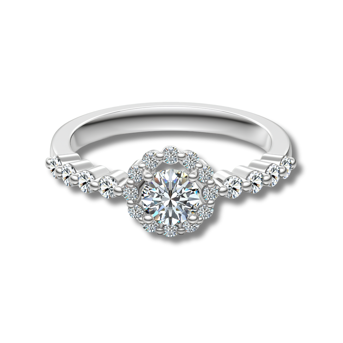Anillo Moissanita Halo 0.86CT